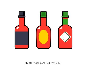 Cartoon Hot Sauce Bottles Vector Illustration