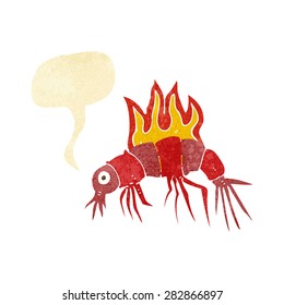 cartoon hot shrimp with speech bubble