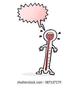 cartoon hot thermometer with speech bubble