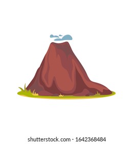 Cartoon hot volcano with magma and lava. Vulcano rock mountains icon isolated on white background. Vector illustration