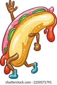 Cartoon Hotdog Weenie Logo Cartoon Character in Vector Illustration