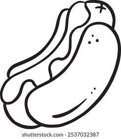 Cartoon Hotdog Weenie Sausage In Bun Illustration Clipart