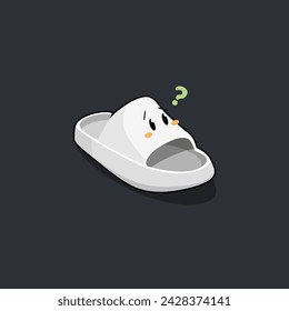 Cartoon hotel slipper who is confused because his pair is missing