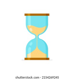 Cartoon hourglass icon. Old sandglass with sand inside to measure time. Vector illustration isolated on white background.