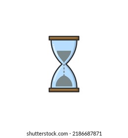 Cartoon hourglass vector icon on white background.  Icon for web design, apps, sticker, banner, poster, printing usage and part of logo. 