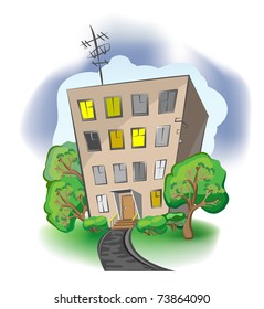 cartoon house with background