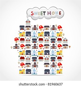 cartoon house card