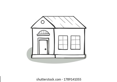 Cartoon house, detached, single family house. Hand drawn cartoon vector illustration. Doodle home - cartoon scribble style vector illustration.