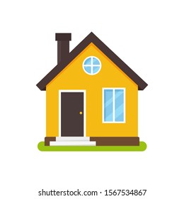 Cartoon house facade in flat style