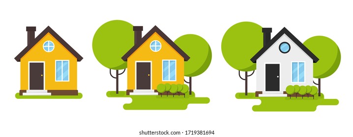 Cartoon house facade in flat style