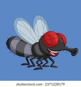 Cartoon house fly isolated animal character design illustration