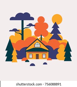 Caricatura en el bosque. Ilustración del vector