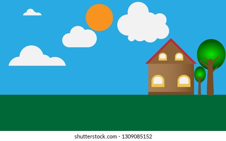 Cartoon house garden vector concept