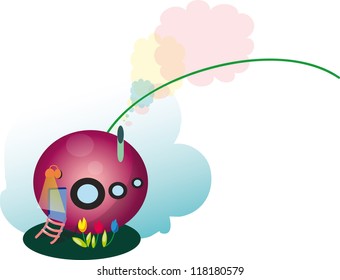 cartoon house icon