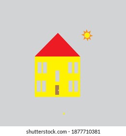 cartoon house icon color illustration design vector