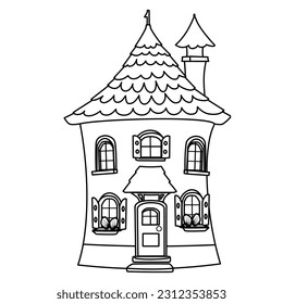 Cartoon house icon in doodle technique.vector illustration graphic design