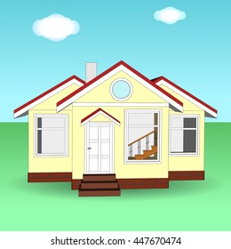 Cartoon house icon isolated. Vector illustration on a white background.