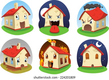 Cartoon House Icon Set