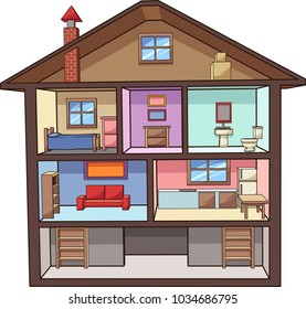 Cartoon house interior. Vector clip art illustration with simple gradients. All in a single layer. 
