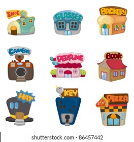 cartoon house / shop icons collection