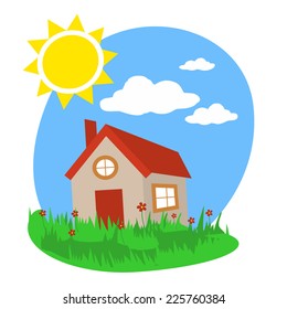 Cartoon House. Vector Illustration.