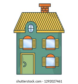 Cartoon house. Vector illustration isolated. Property investment concept. Design element. New family cartoon house in modern style. Real estate business concept. Cute house vector. Family residence.