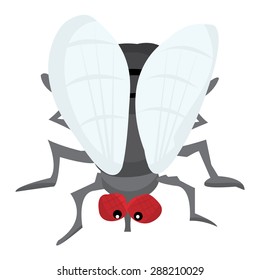 Cartoon housefly vector illustration.