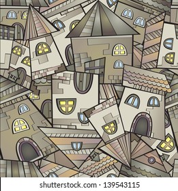 Cartoon houses seamless pattern