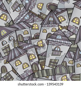 Cartoon houses seamless pattern