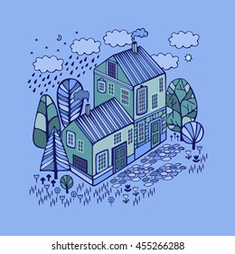 Cartoon Houses set. Colorful Vector image.
