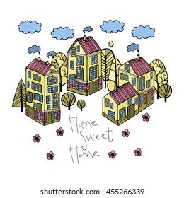 Cartoon Houses set. Colorful Vector image.
