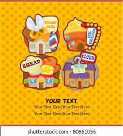 cartoon house/shop card