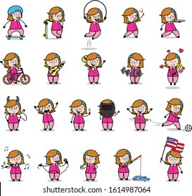 Cartoon Housewife - Set of Concepts Vector illustrations