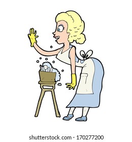 cartoon housewife washing up