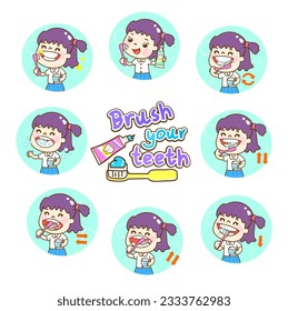 Cartoon how to brush your teeth.