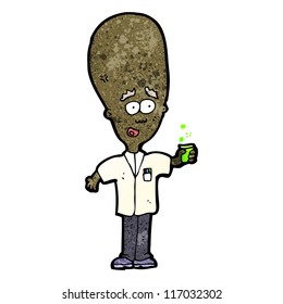 cartoon huge brain scientist