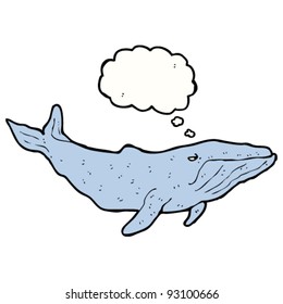 caricatura de ballena gigante con burbuja de pensamiento