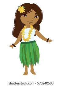 Cartoon Hula Girl Stock Vector (Royalty Free) 570240583 | Shutterstock