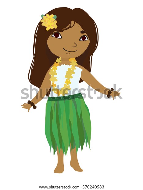 Cartoon Hula Girl Stock Vector (Royalty Free) 570240583 | Shutterstock