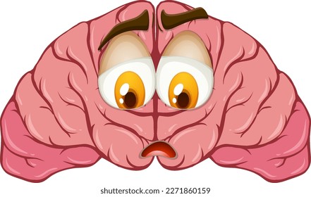 Caricatura del cerebro humano con ilustración de expresión facial