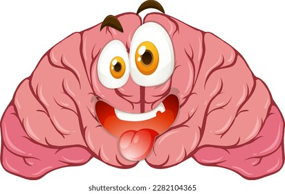 Caricatura del cerebro humano con ilustración de expresión facial
