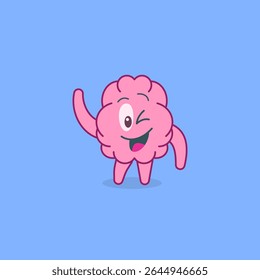 Cartoon human brain illustration with clean flat style and pink color. Suitable for educational purposes.