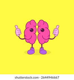 Cartoon human brain illustration with clean cute unique style. Suitable for educational purposes