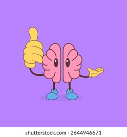 Cartoon human brain illustration with clean cute unique style. Suitable for educational purposes