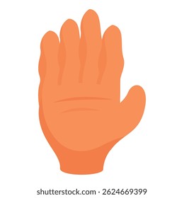 Cartoon human hand showing five fingers gesture, back of the hand view