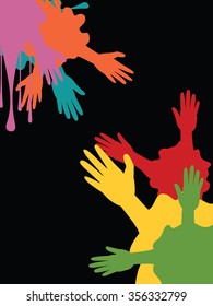 Cartoon human hands with various gestures, simple silhouette.