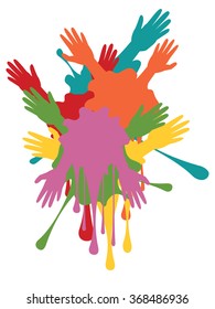 Cartoon human hands with various gestures, simple silhouette.