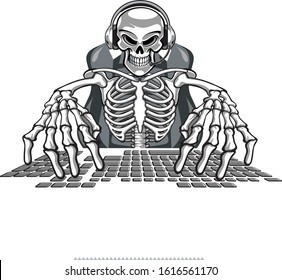 cartoon human skeleton esport player
