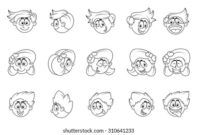 Cartoon of human various face expressions