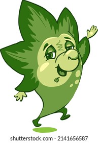 Cartoon humanized green creatures can be a logo or a mascot.